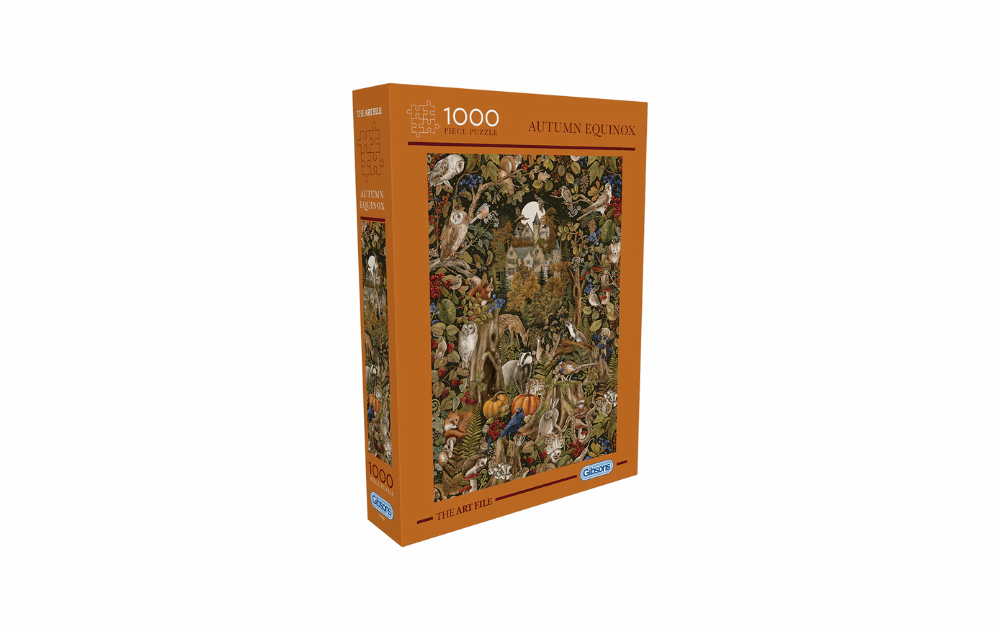 Gibsons Autumn Equinox puzzle featuring a colorful autumn scene with wildlife and foliage