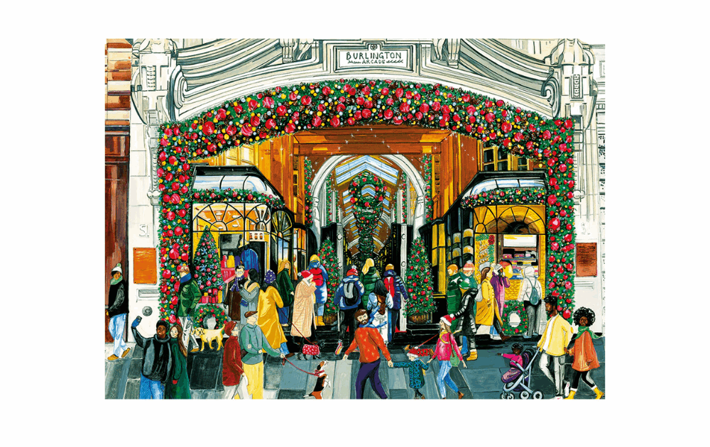 Gibsons Baubles at Burlington puzzle featuring a festive shopping scene decorated with flowers and holiday lights