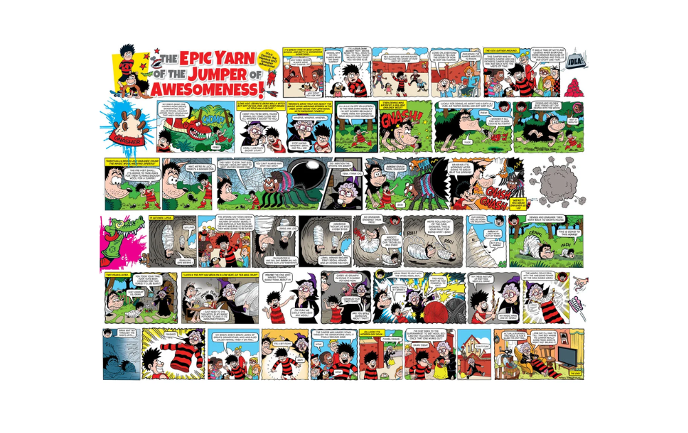 Beano - 75 Years of Dennis the Menace 2 x 500 Piece Jigsaw Puzzles by Gibsons featuring vibrant comic strip scenes