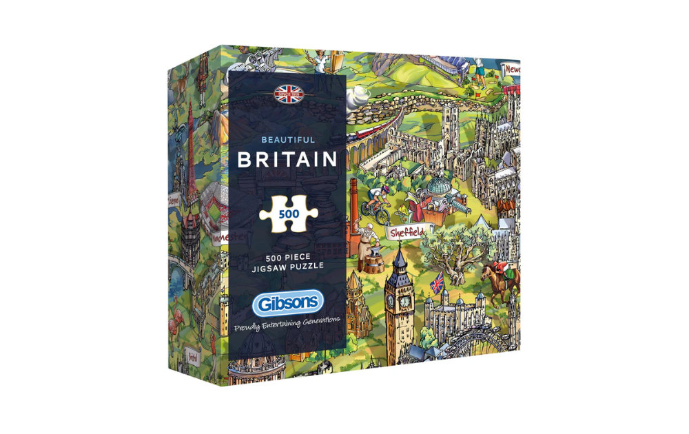 Beautiful Britain 500 piece jigsaw puzzle by Gibsons showcasing colorful scenery and iconic landmarks