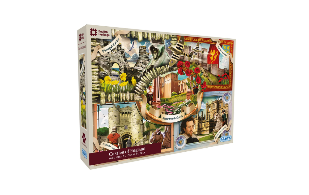 Castles of England 1000 Piece Jigsaw Puzzle by Gibsons featuring iconic English castles and historic imagery