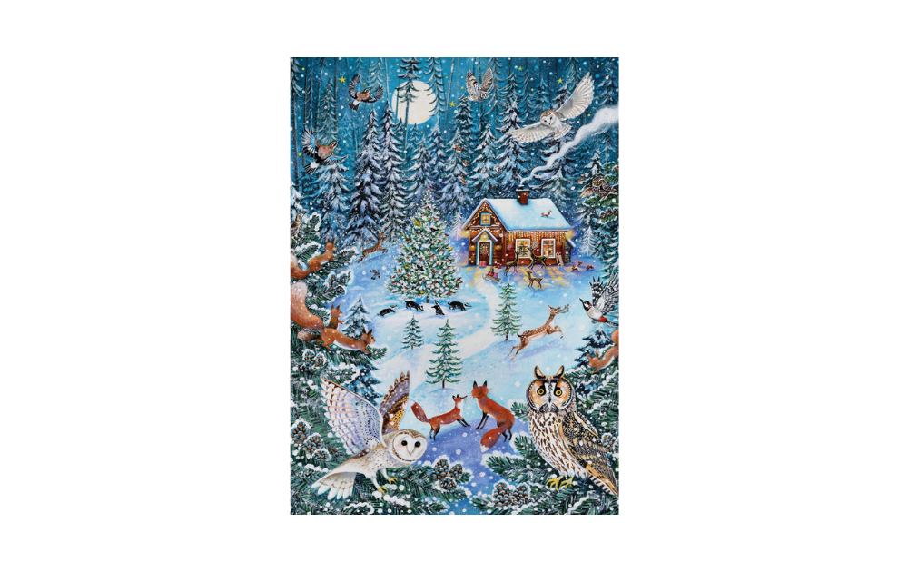 Dancing in the Moonlight 1000 Piece Jigsaw Puzzle by Gibsons featuring owls and woodland animals under a starry sky