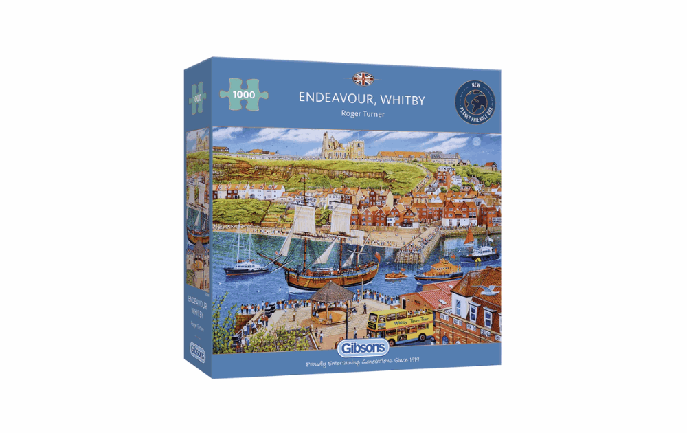 Gibsons Endeavour Whitby puzzle featuring a scenic view of Whitby with ships and landscapes