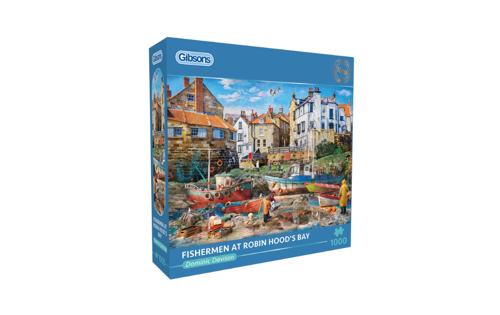 Fishermen at Robin Hood's Bay 1000 Piece Jigsaw Puzzle by Gibsons featuring a picturesque coastal scene