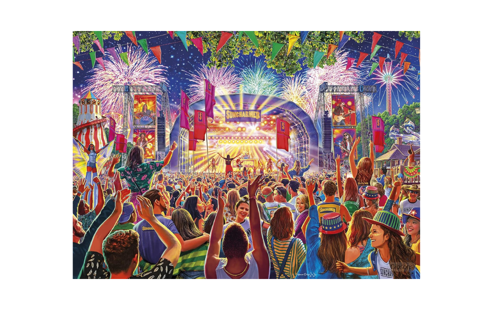 Gibsons Make Some Noise puzzle featuring a vibrant festival scene with fireworks and a cheering crowd