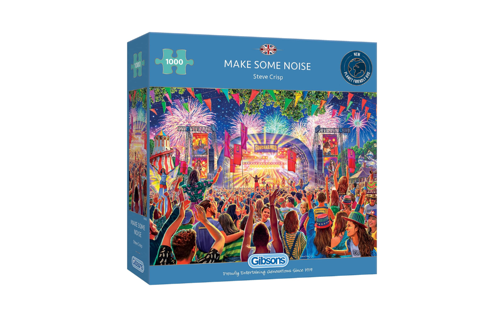 Gibsons Make Some Noise puzzle, 1000 pieces of a vibrant concert scene with fireworks and a cheering crowd