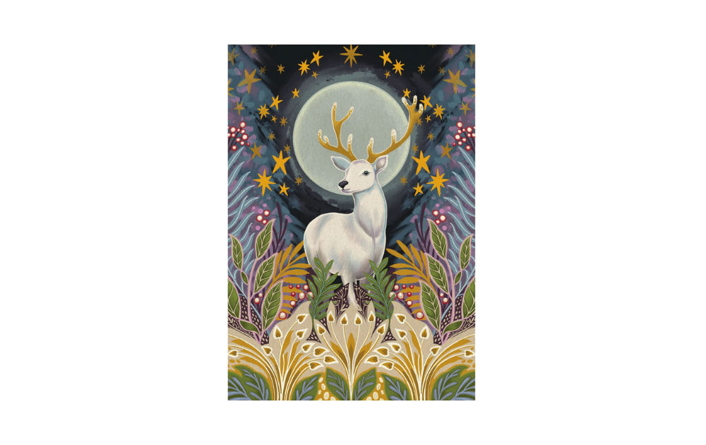 Moonlight Magic 3 x 500 Piece Jigsaw Puzzles by Gibsons featuring a majestic white deer and starry background