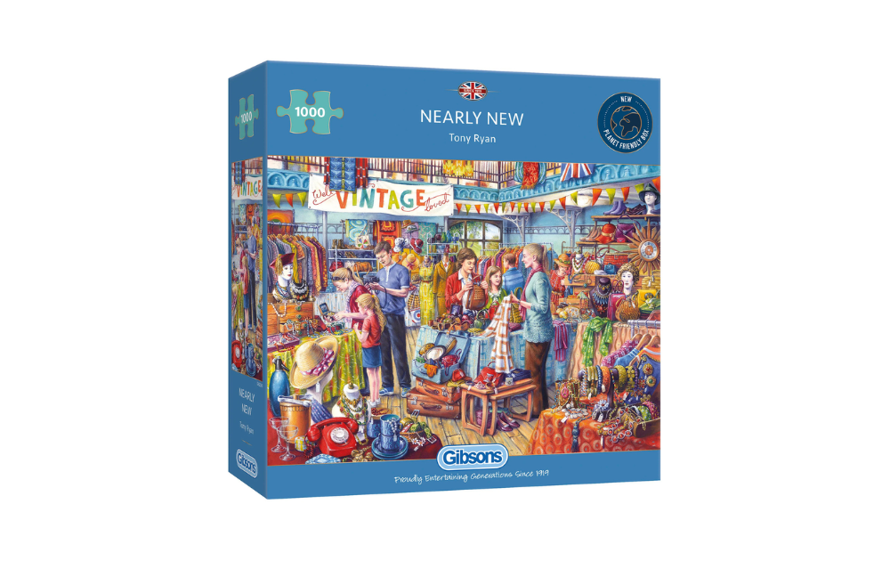Gibsons nearly new jigsaw puzzle featuring a vibrant vintage market scene with 1000 pieces