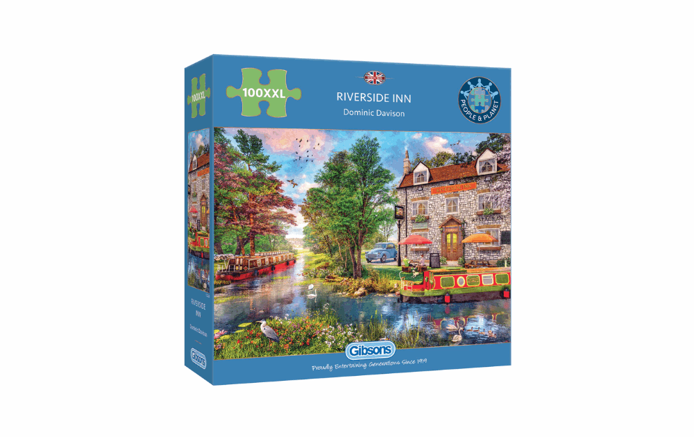 Gibsons Riverside Inn Puzzle with 100XXL pieces featuring a scenic riverside landscape