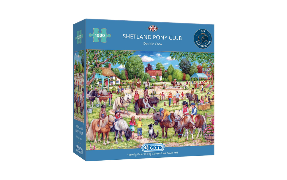 Gibsons Shetland Pony Club puzzle featuring a colorful scene with ponies and riders