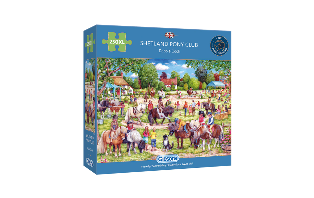 Gibsons Shetland Pony jigsaw puzzle featuring a vibrant scene of pony club activities with children and horses