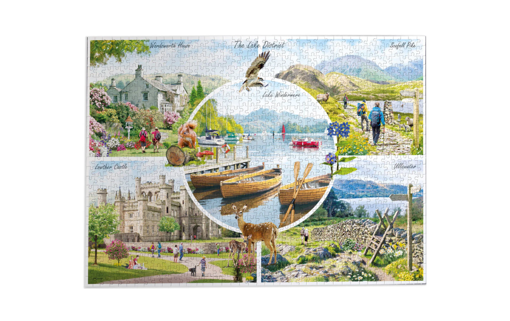 The Lake District 1000 Piece Jigsaw Puzzle by Gibsons featuring scenic landscapes and local wildlife