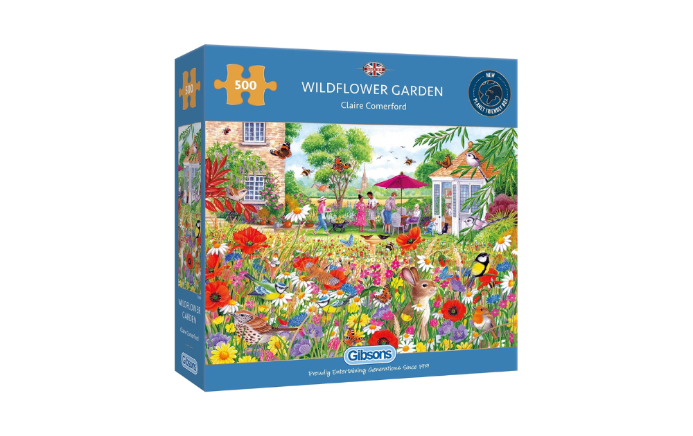 Gibsons Wildflower Garden jigsaw puzzle featuring a vibrant, colorful garden scene with flowers and wildlife