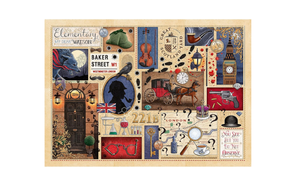 Gibsons Sherlock Holmes 1000 piece puzzle featuring iconic imagery from Baker Street adventures