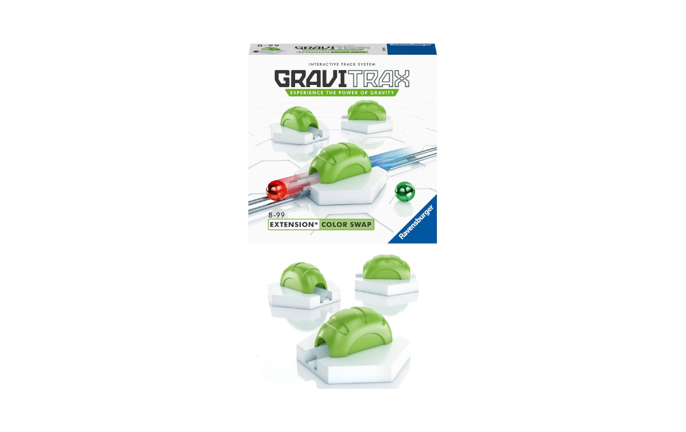 Gravitrax Color Swap extension set featuring green components for interactive gravity-based gameplay