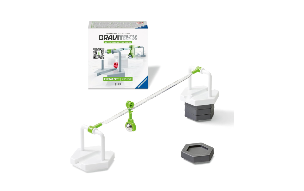 Gravitrax Elements Zipline game set featuring a zipline component for marble tracks