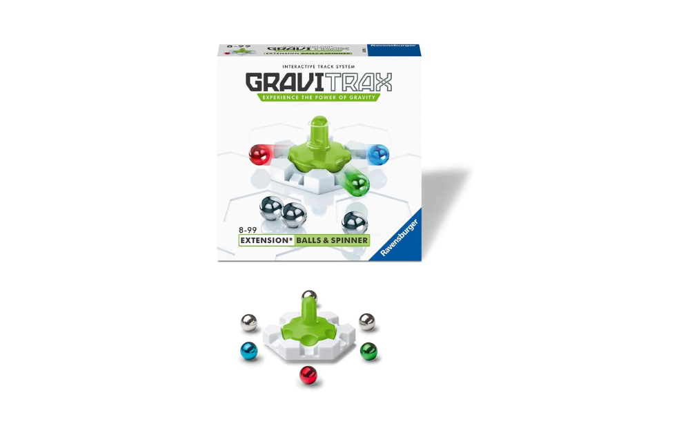 Gravitrax extension balls and spinner set for interactive track system play for ages 8 and up.