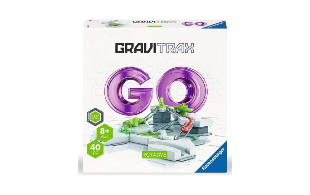 Gravitrax Go Rotative Ravensburger game featuring 40 pieces for ages 8 and up in engaging design