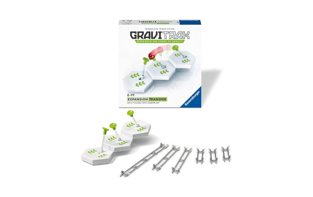 Gravitrax Expansion Transfer set with interactive elements for creative marble runs and games.