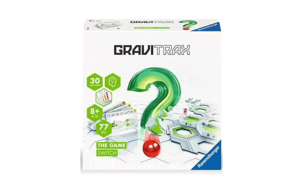Gravitrax The Game Switch box featuring 30 challenges for ages 8 and up with 77 pieces.