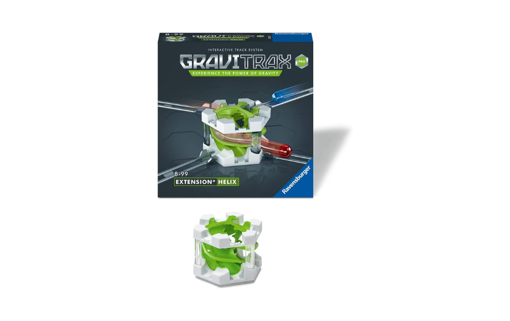 Gravitrax Pro Helix extension for interactive marble runs, enhancing game play with gravity-based features