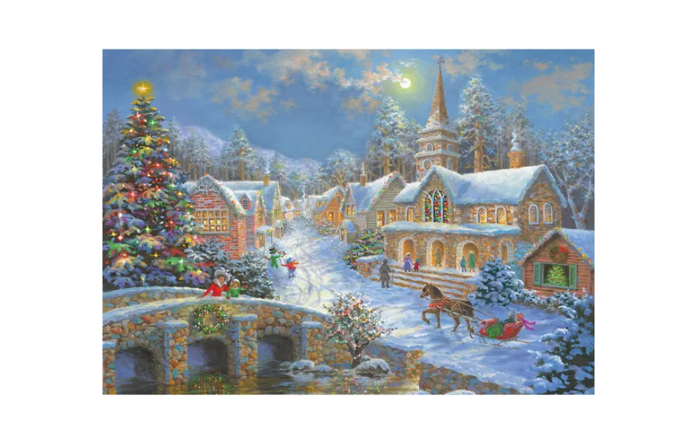 Wentworth Heaven on Earth jigsaw 40 pieces featuring a festive winter village scene with a Christmas tree