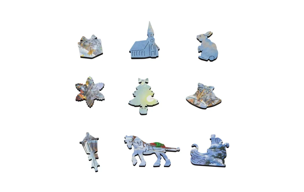 Heaven on Earth jigsaw 40 pieces showing unique wooden puzzle shapes and designs