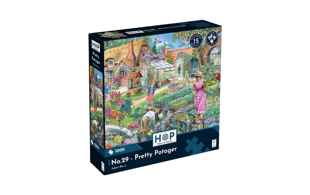1000 Piece Pretty Potager Jigsaw Puzzle by House of Puzzles featuring a vibrant garden scene