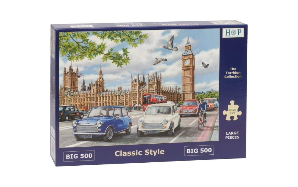 House of Puzzles big puzzle featuring London Classic Cars scene with iconic landmarks and vintage vehicles