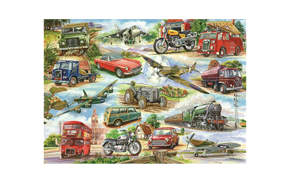 Truly Classic Big 500 Piece Puzzle by House of Puzzles featuring vintage vehicles and planes