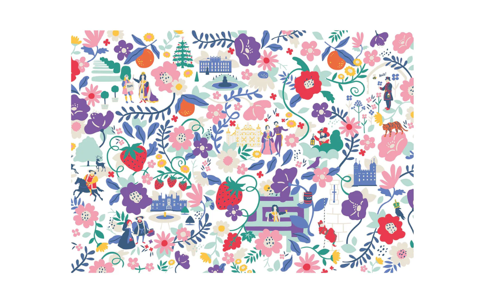 Palace Stories 1000 Piece Jigsaw Puzzle by House of Puzzles featuring vibrant floral and castle illustrations