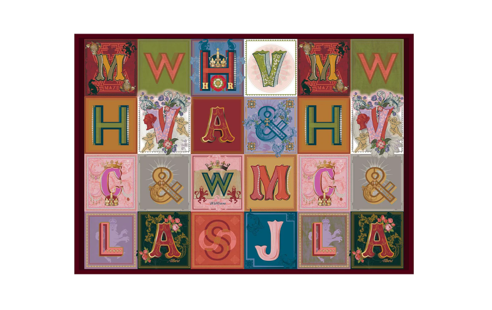 Royal Monograms 1000 Piece Jigsaw Puzzle by House of Puzzles featuring colourful monogram designs