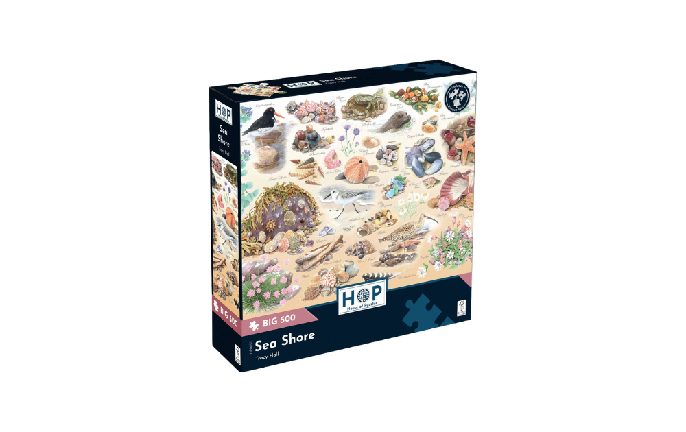 Sea Shore Big 500 Piece Jigsaw Puzzle from House of Puzzles featuring coastal shells and marine life