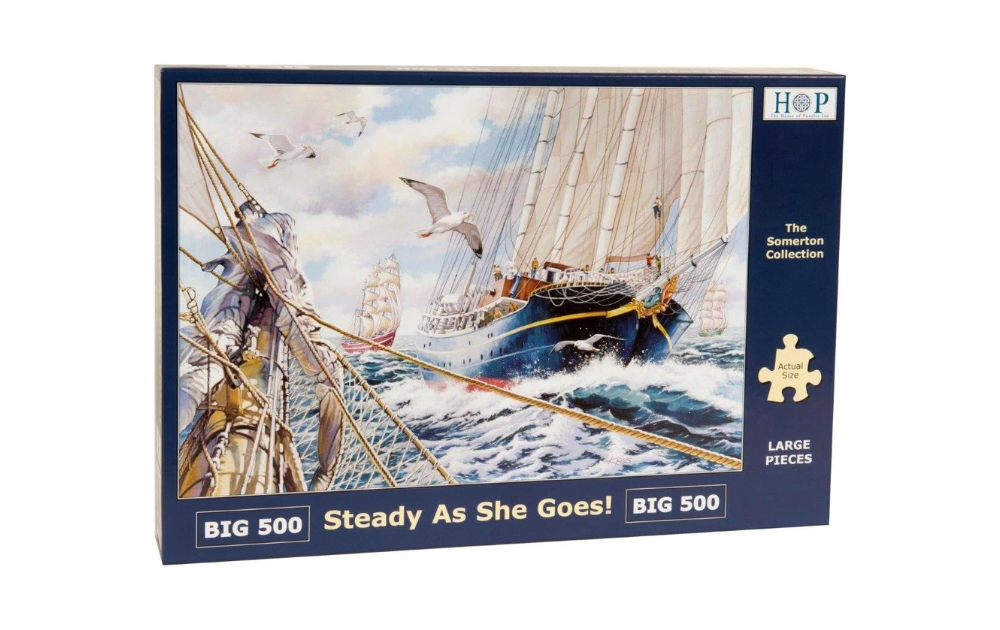 Steady as She Goes puzzle by House of Puzzles featuring a sailing ship scene with gulls and ocean waves