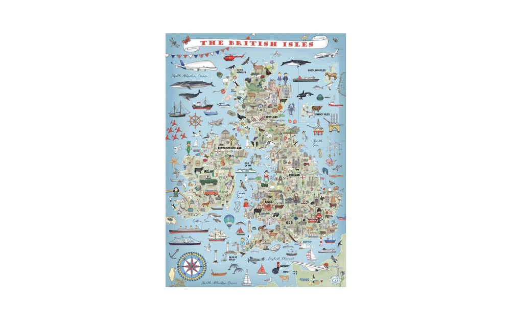 The British Isles 1000 Piece Jigsaw Puzzle by House of Puzzles featuring a detailed illustrated map