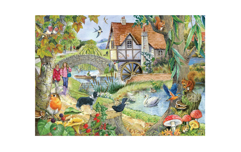 The Old Mill House 500 Piece Jigsaw Puzzle by House of Puzzles featuring a picturesque riverside scene