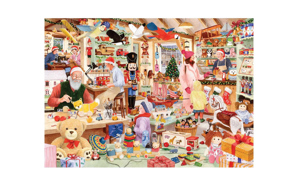 Toymaker's Workshop 500 Piece Collectors Edition Jigsaw Puzzle by House of Puzzles featuring a festive workshop scene