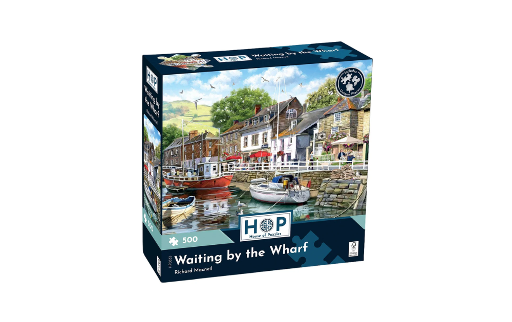 Waiting by the Wharf 500 Piece Jigsaw Puzzle by House of Puzzles featuring a scenic harbour view