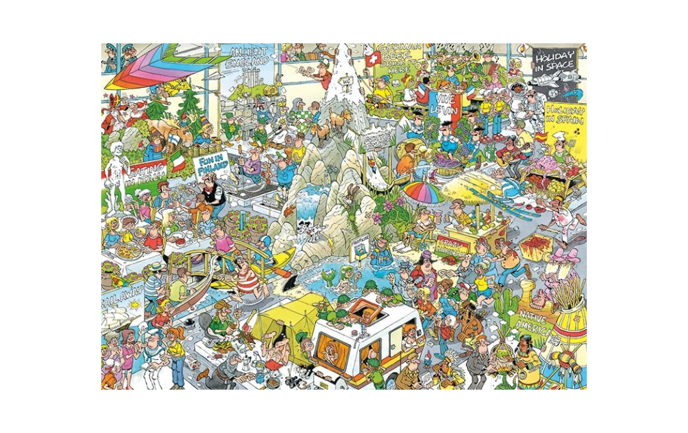 Jan van Haasteren Holiday Fair puzzle featuring a vibrant scene of crowds and festive activities