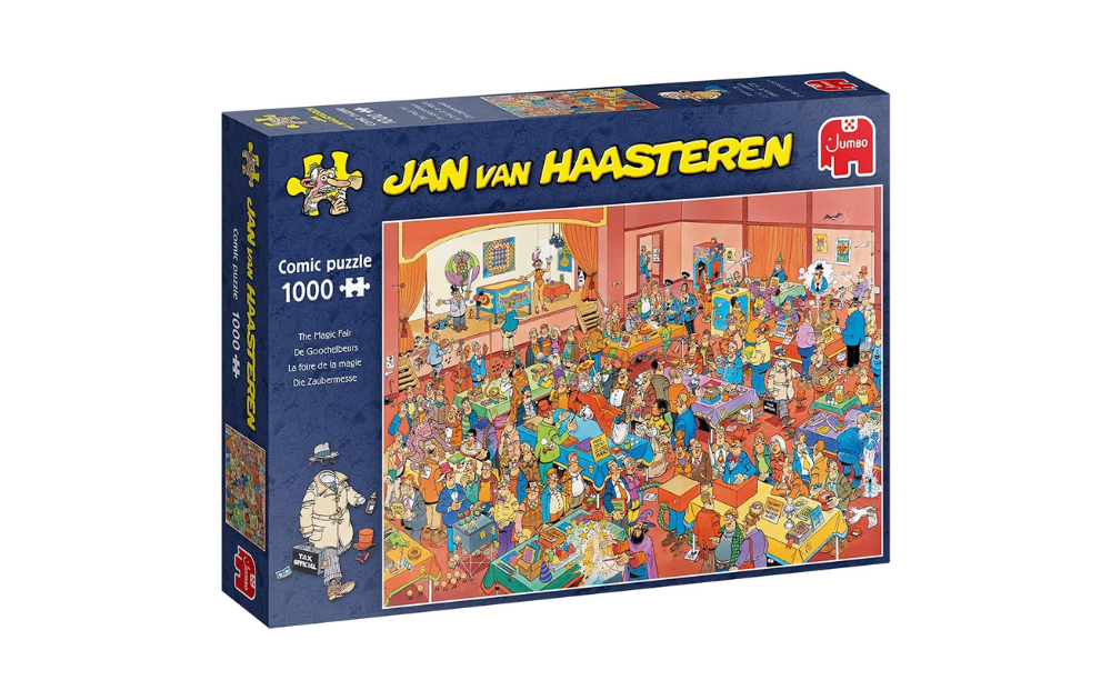 Jan van Haasteren Magic Fair puzzle featuring a crowded comic scene with varied characters and activities.
