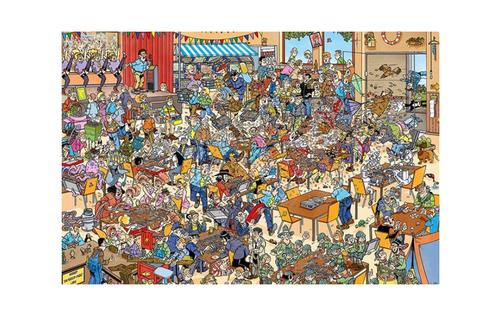 National Championships jigsaw puzzle featuring a colorful crowd scene by Jan van Haasteren from Jumbo