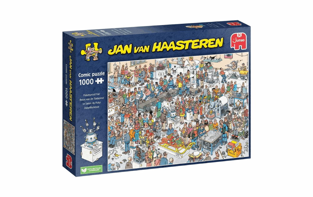 Jan Van Haasteren Futureproof Fair jigsaw puzzle with colorful and detailed comic scene for 1000 pieces