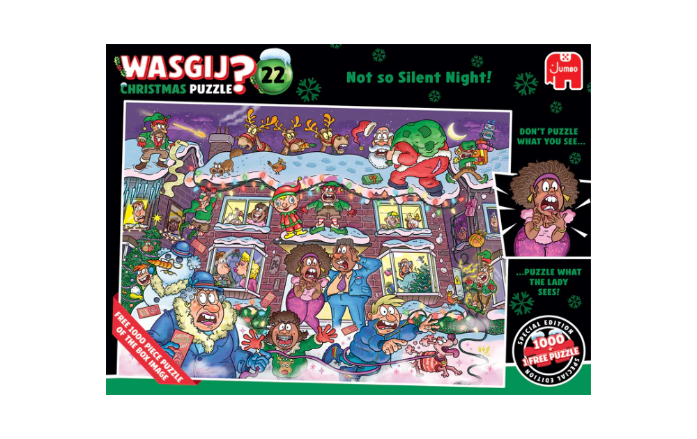 Wasgij Christmas 22 - Not so Silent Night 1000 Piece Jigsaw Puzzle by Jumbo featuring a lively festive scene