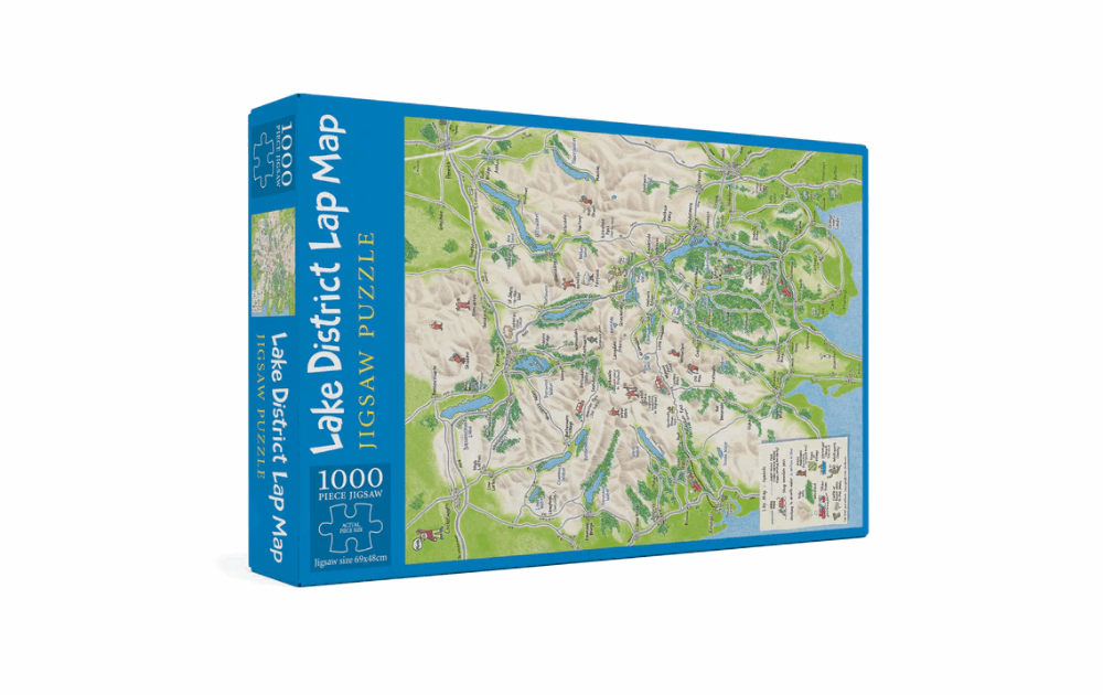 Cardtoons Lake District map jigsaw puzzle featuring detailed landscape of the region in 1000 pieces