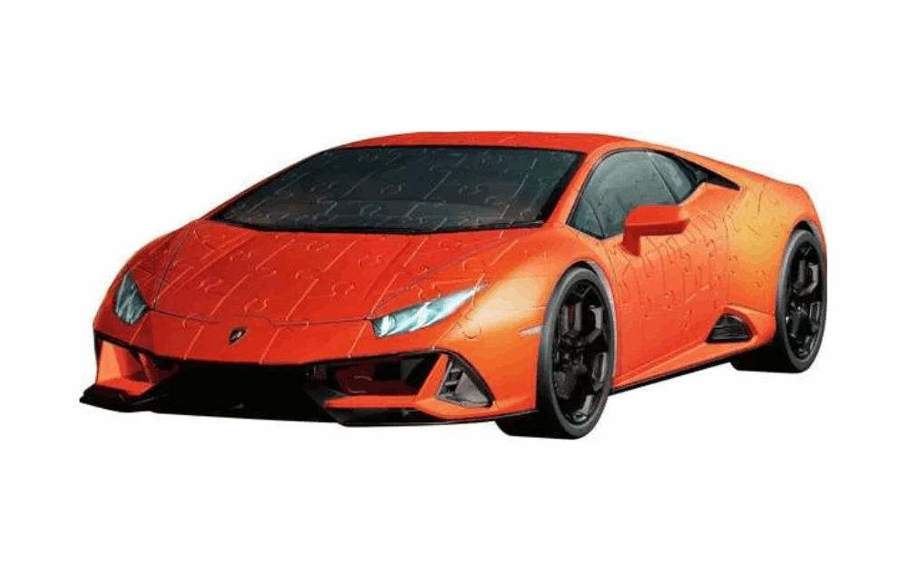 Ravensburger Lamborghini Huracan 3D puzzle with vibrant orange color and detailed design