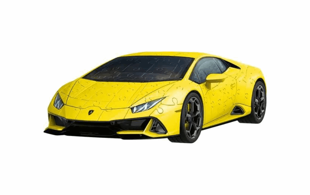 Ravensburger yellow Lamborghini 3D puzzle featuring an intricately detailed sports car design