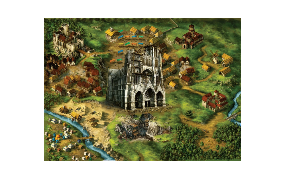 Ken Follett The Kingsbridge 1000 Piece Jigsaw Puzzle by Laurence King featuring a medieval village scene