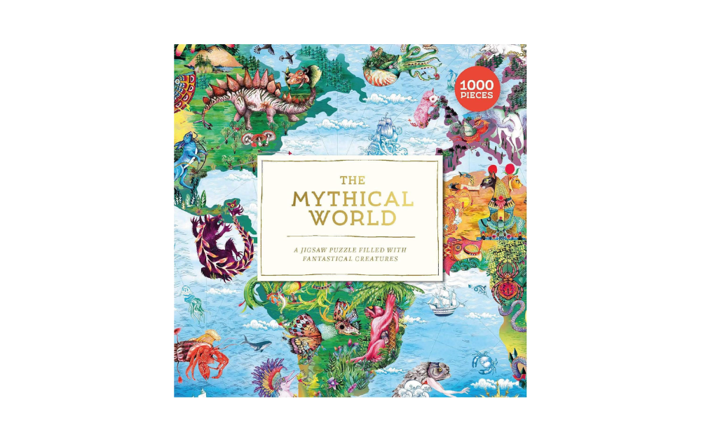 The Mythical World 1000 piece puzzle by Laurence King featuring fantastical creatures and vibrant illustrations