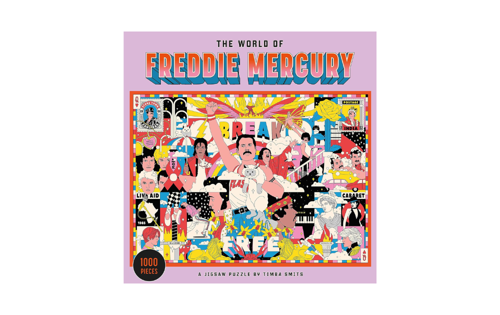 The World of Freddie Mercury jigsaw featuring vibrant artwork celebrating the iconic musician in a 1000 piece puzzle