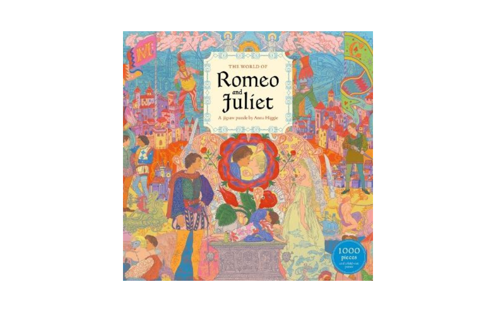 The World of Romeo & Juliet 1000 Piece Jigsaw Puzzle by Laurence King featuring vibrant artwork and iconic scenes